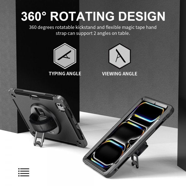 4smarts iPad Pro 11 (M4/M5) Suojakotelo Rugged Case Grip Musta