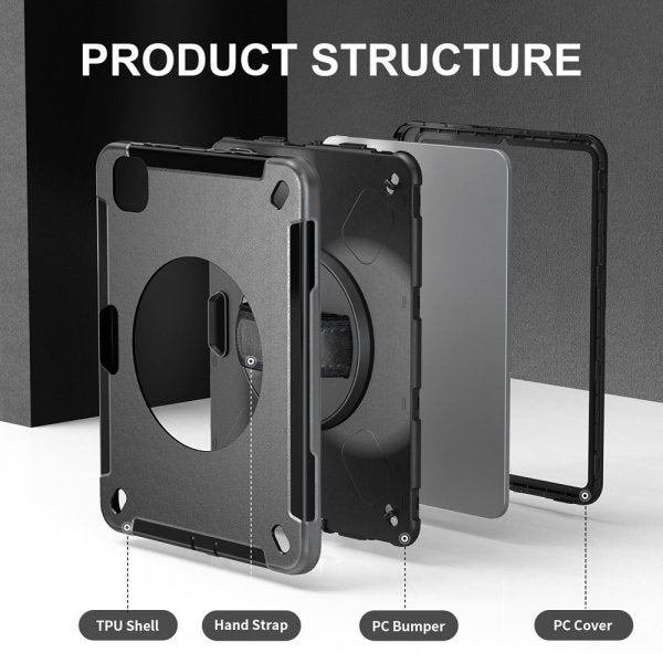 4smarts iPad Pro 11 (M4/M5) Suojakotelo Rugged Case Grip Musta