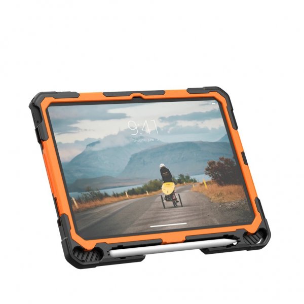 Urban Armor Gear (UAG) iPad 10.9 (10. sukupolvi)/iPad 11 (A16) Plasma Kickstand & Handstrap -suojakotelo, oranssi-musta