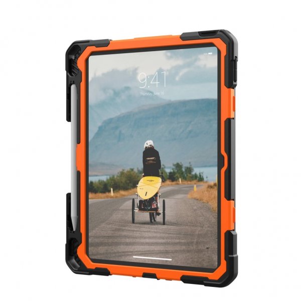 Urban Armor Gear (UAG) iPad 10.9 (10. sukupolvi)/iPad 11 (A16) Plasma Kickstand & Handstrap -suojakotelo, oranssi-musta