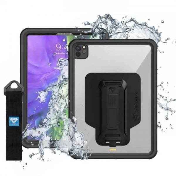 Armor-X iPad Pro 11 (gen 2/3/4) Kotelo Vedenpitävä kuori Musta Läpinäkyvä