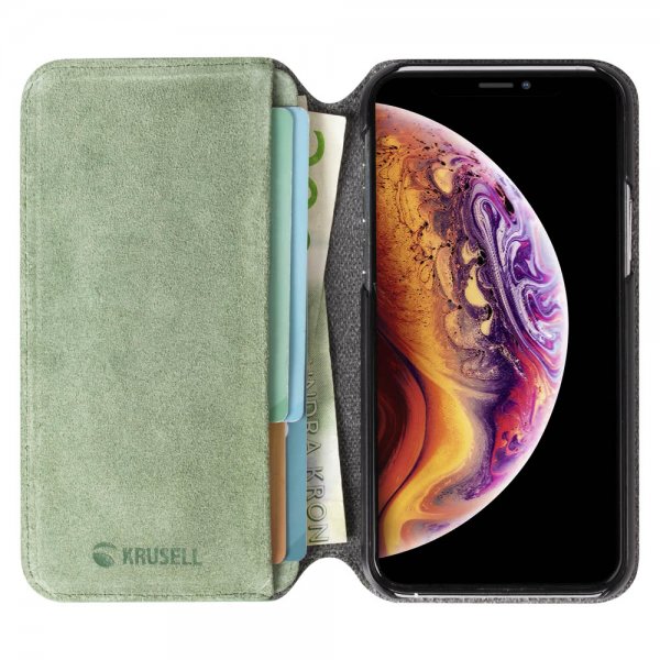 Krusell iPhone 11 -kotelo Broby PhoneWallet Olive