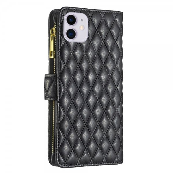 iPhone 11 Kotelo Ruutukuvio Vetoketju Musta