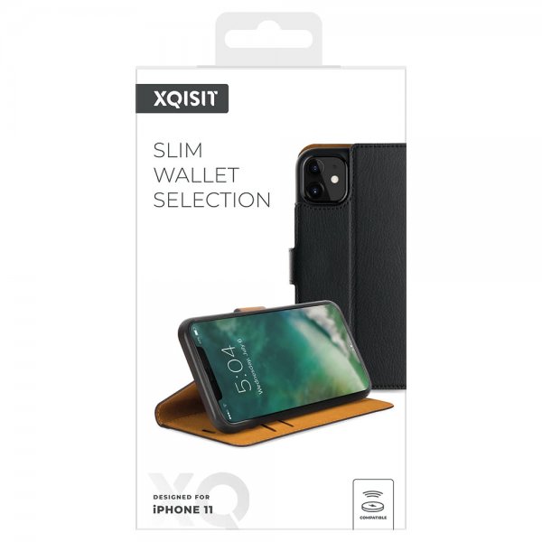 Xqisit iPhone 11 -kotelo, Slim Wallet Selection, musta