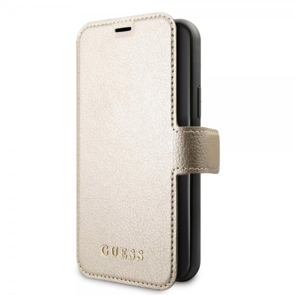 Guess iPhone 11 Pro Kuori Nahkakuvio Kultainen