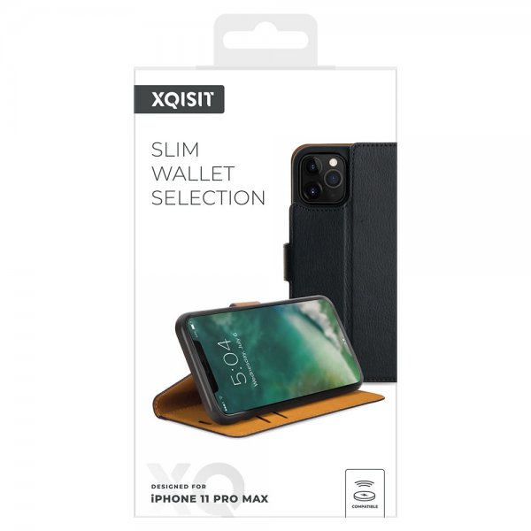 Xqisit iPhone 11 Pro Max -lompakkokotelo, Slim Wallet Selection, musta
