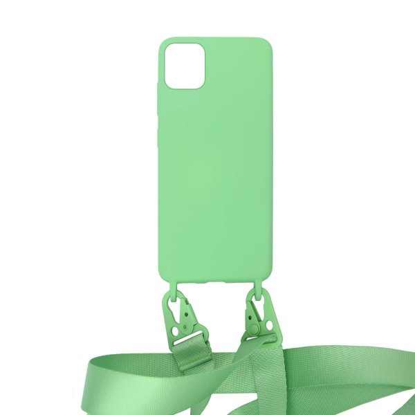 iPhone 11 Pro Max Silikonikuori kaulanauhalla Vihreä
