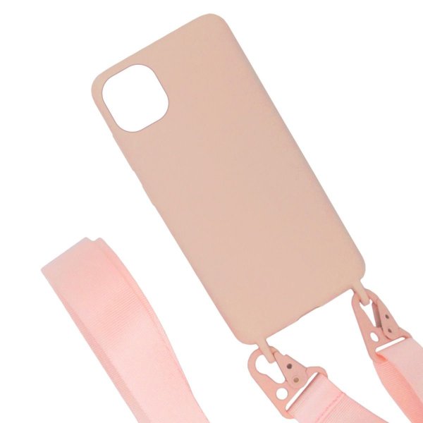 iPhone 11 Pro Max Kuori Silikoni kaulakorulla Vaaleanpunainen