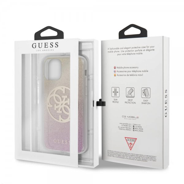 Guess iPhone 11 Pro Max -kuori, Glitter Circle, ruusukulta