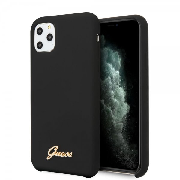 Guess iPhone 11 Pro Max -kuori silikoninen Vintage Cover, musta