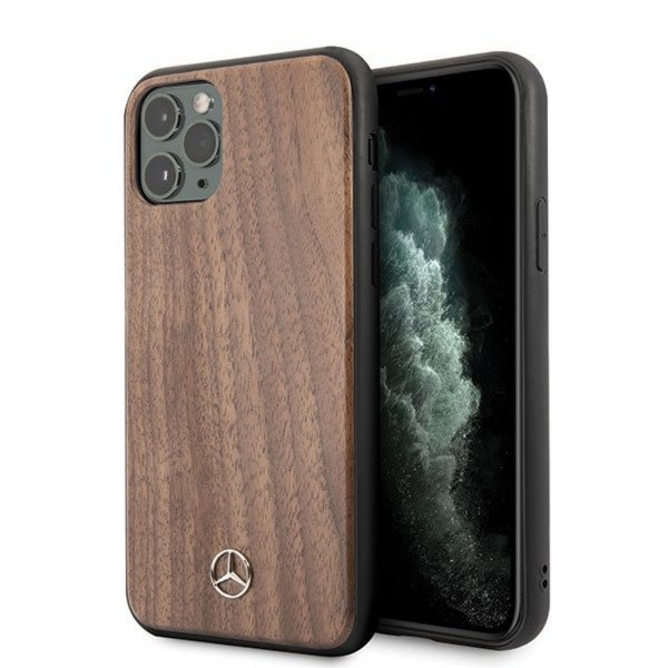 Mercedes Benz iPhone 11 Pro Max -kuori, Wood Line Pähkinäpuu