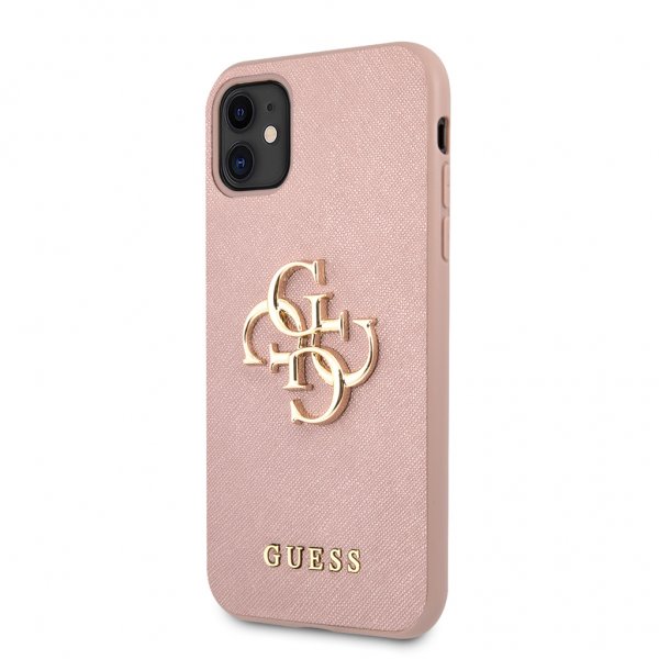 Guess iPhone 11 -kuori 4G Logo Saffiano Pinkki