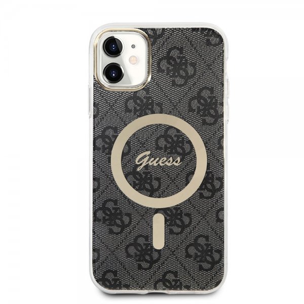 Guess iPhone 11 -kuoret 4G Pattern MagSafe, musta