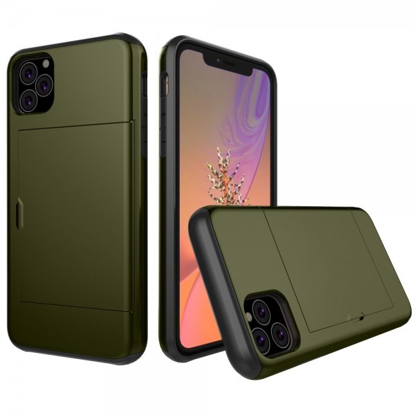 iPhone 11 Suojakuori Card Slide Vihreä