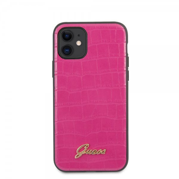 Guess iPhone 11 -suojakuori Croco, pinkki