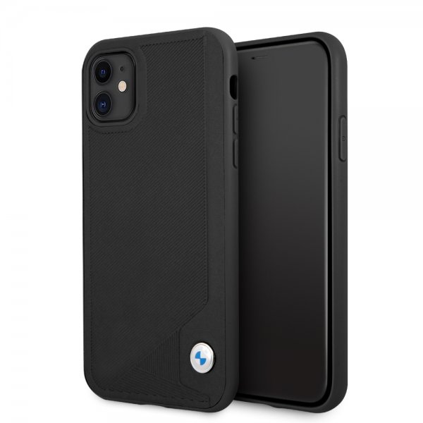 BMW iPhone 11 -suojakuori, kohokuvioidut raidat, musta