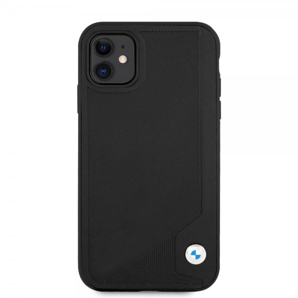 BMW iPhone 11 -suojakuori, kohokuvioidut raidat, musta