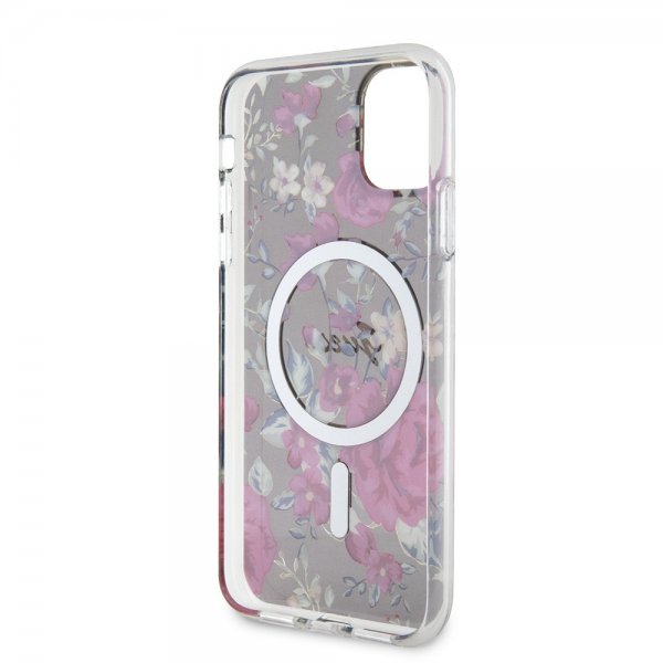 Guess iPhone 11 -suojakuori Flower MagSafe Kaki