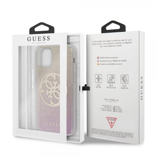 Guess iPhone 11 -suojakuori Glitter Circle Ruusukulta