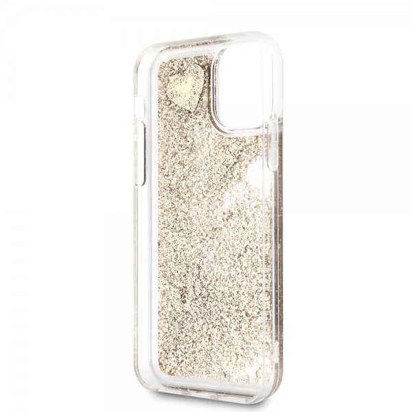 Guess iPhone 11 -suojakuori Glitter Hearts Kulta