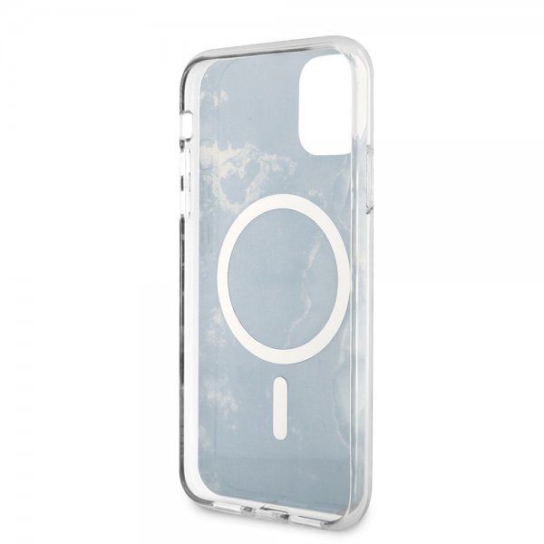 Guess iPhone 11 -suojakuori Golden Marble MagSafe, musta