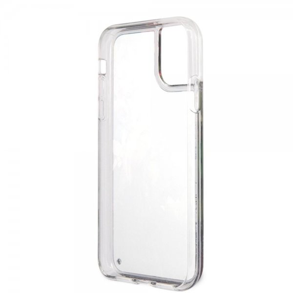 Guess iPhone 11 -suojakuori Liquid Glitter Flower Pattern sininen
