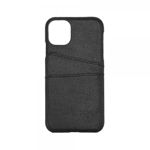 Onsala iPhone 11 -suojakuori, jossa kaksi korttipaikkaa, aitoa nahkaa, musta