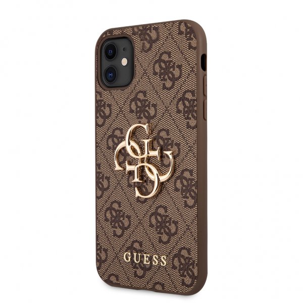 Guess iPhone 11 -suojakuori, metallilogo, ruskea