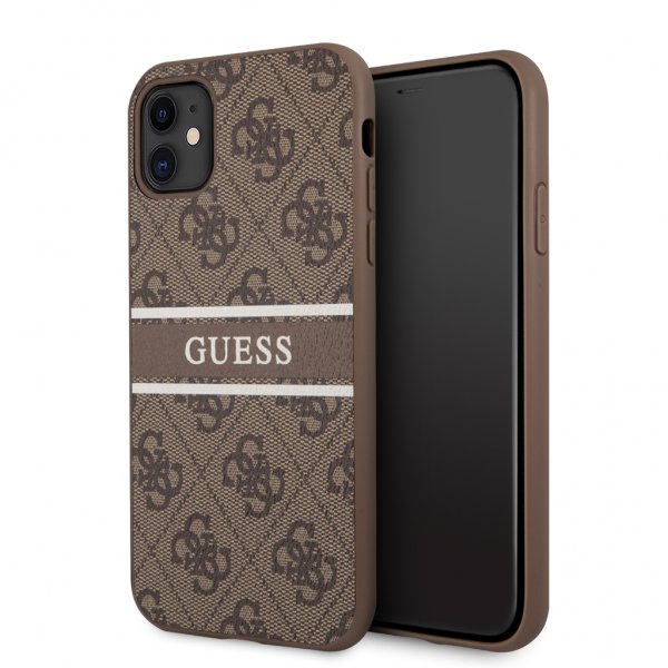 Guess iPhone 11 -kuoret, Printed Stripe, ruskea
