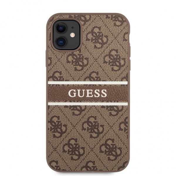 Guess iPhone 11 -kuoret, Printed Stripe, ruskea