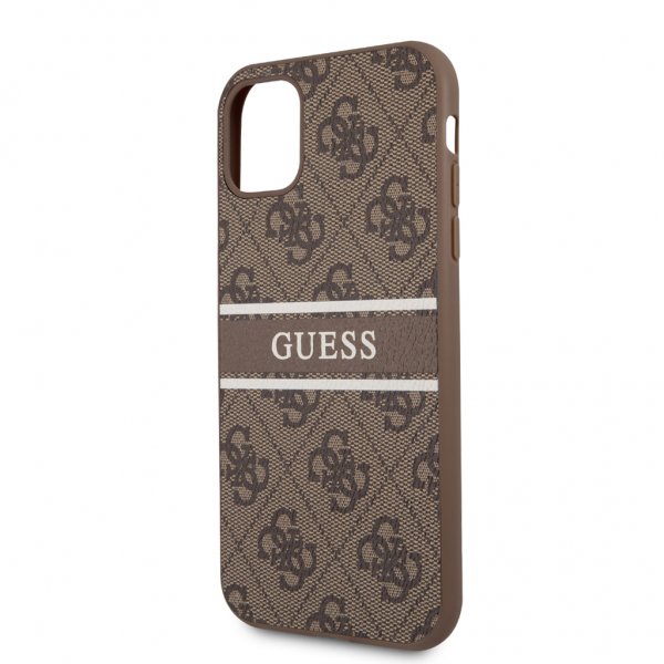 Guess iPhone 11 -kuoret, Printed Stripe, ruskea