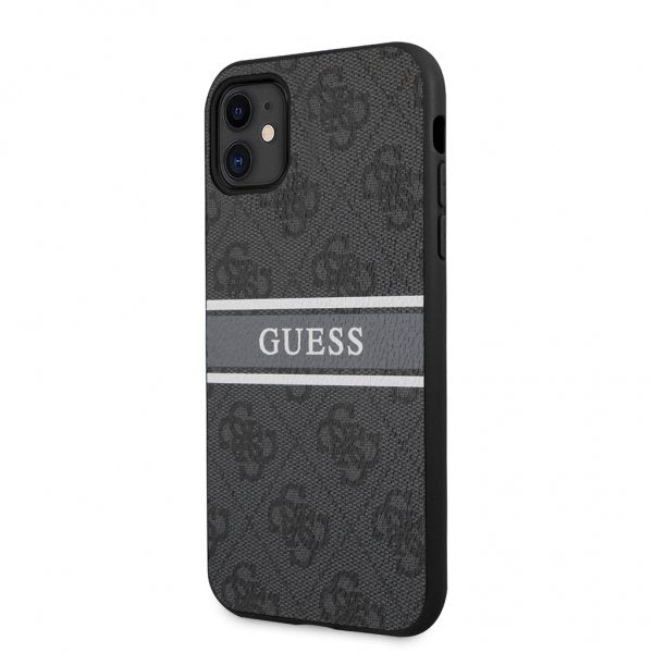 Guess iPhone 11 -suojakuori, Printed Stripe, harmaa