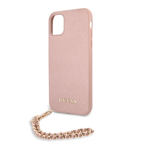 Guess iPhone 11 -suojakuori Saffiano Chain, pinkki