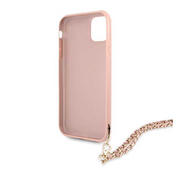 Guess iPhone 11 -suojakuori Saffiano Chain, pinkki