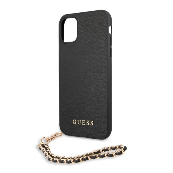 Guess iPhone 11 -suojakuori Saffiano Chain Musta