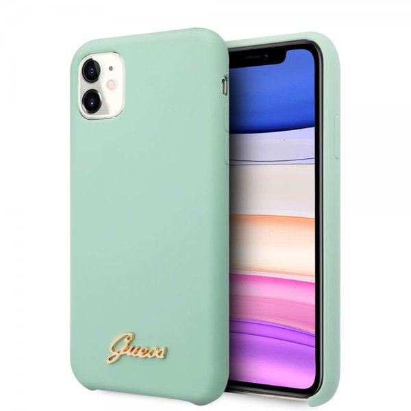Guess iPhone 11 -silikonikuori, vintage-vihreä