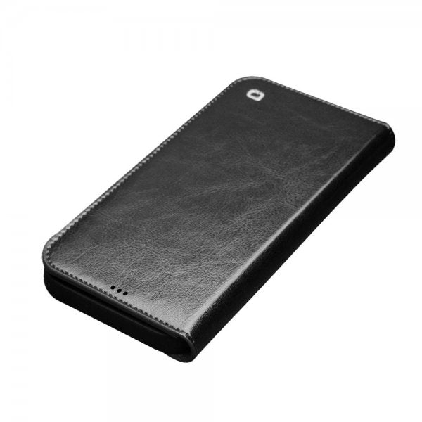 Qialino iPhone 12/iPhone 12 Pro Kotelo, aitoa nahkaa, musta