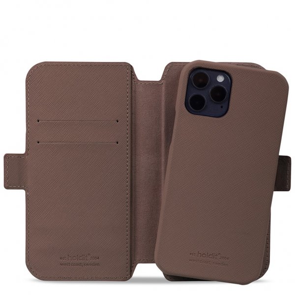 holdit iPhone 12/iPhone 12 Pro Kotelo Lompakkokotelo Magneetti Tukholma Tummanruskea