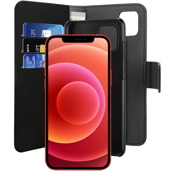 Puro iPhone 12/iPhone 12 Pro Wallet Detachable 2in1 -suojakotelo, musta