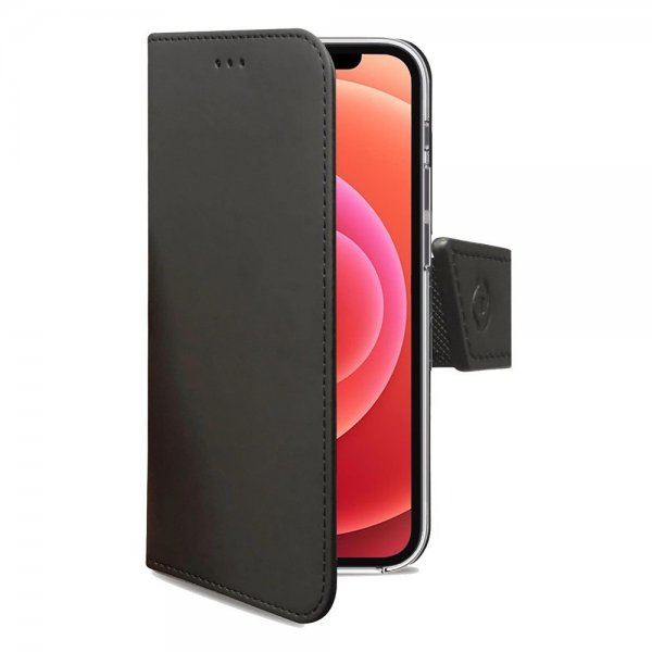 Celly iPhone 12/iPhone 12 Pro Kotelo Wally Wallet Case Musta