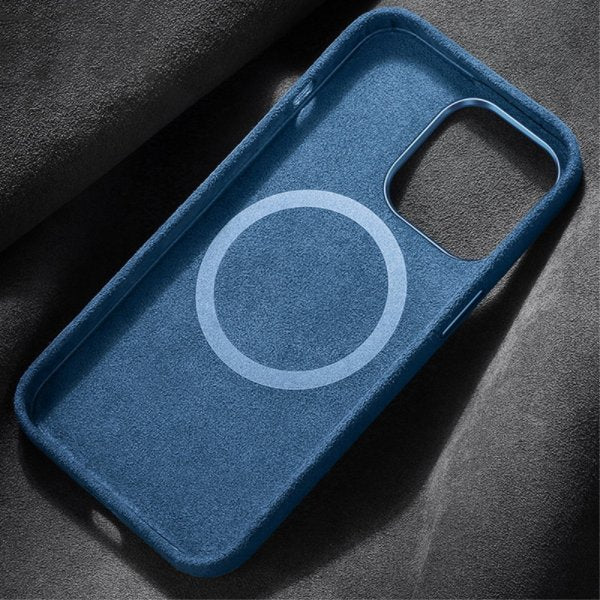 iPhone 12/iPhone 12 Pro Kuori Alcantara MagSafe Sininen