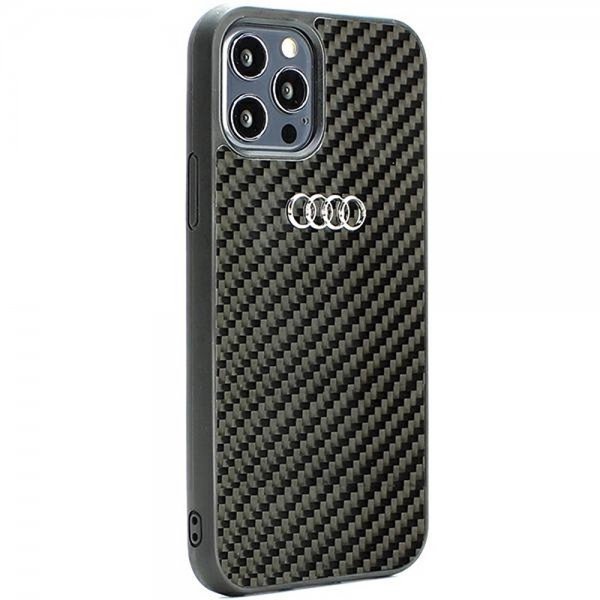 Audi iPhone 12/iPhone 12 Pro Suojakuori Hiilikuitu Musta
