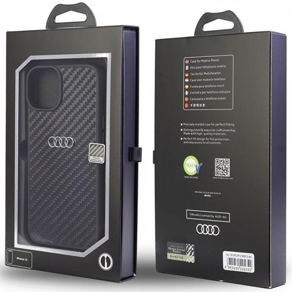 Audi iPhone 12/iPhone 12 Pro Suojakuori Hiilikuitu Musta