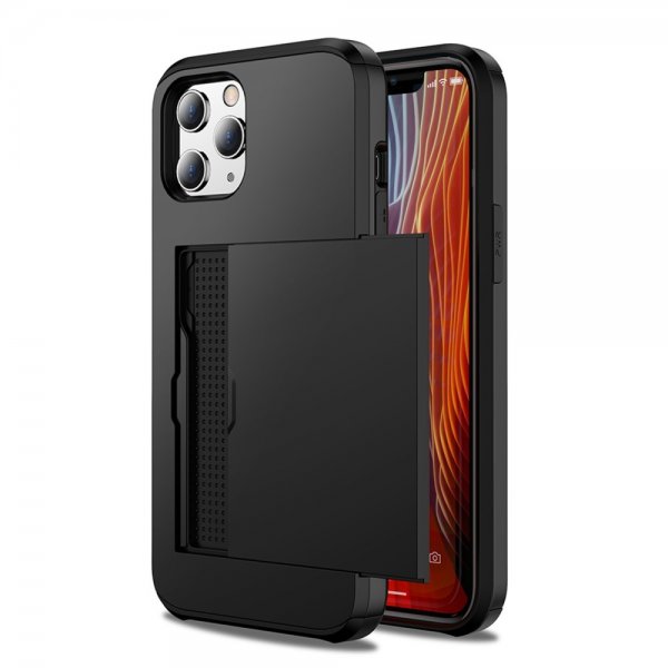 iPhone 12/iPhone 12 Pro Kuoret Card Slide Musta