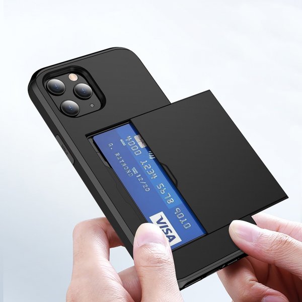 iPhone 12/iPhone 12 Pro Kuoret Card Slide Musta