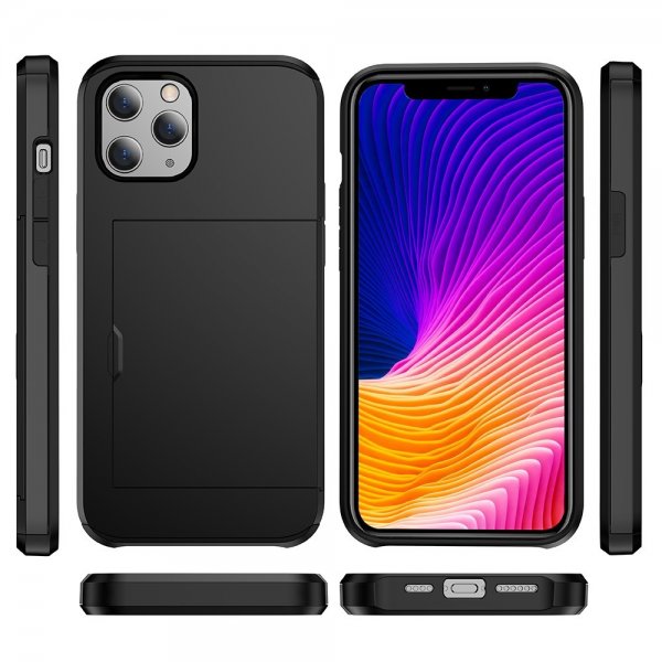 iPhone 12/iPhone 12 Pro Kuoret Card Slide Musta