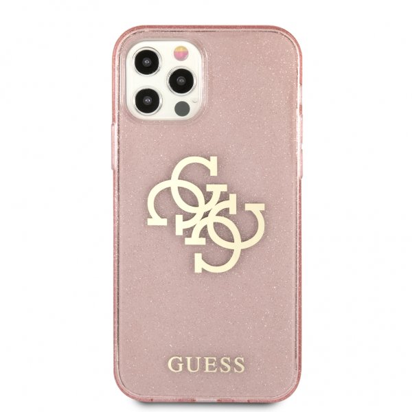 Guess iPhone 12/iPhone 12 Pro Kotelo Täysi Kimalle Ruusu