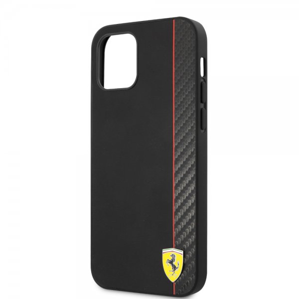 Ferrari iPhone 12/iPhone 12 Pro Suojakuori On Track Carbon Stripe Musta