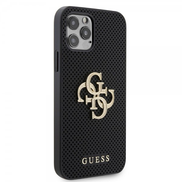 Guess iPhone 12/iPhone 12 Pro Kuori Perforated Glitter, musta