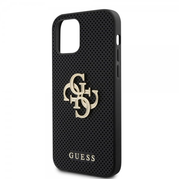 Guess iPhone 12/iPhone 12 Pro Kuori Perforated Glitter, musta